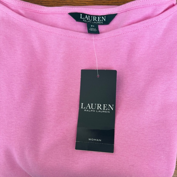 Lauren Ralph Lauren Pink Boatneck Top 3/4 Sleeves & Flounced Cuffs Women’s 2X - Picture 4 of 9